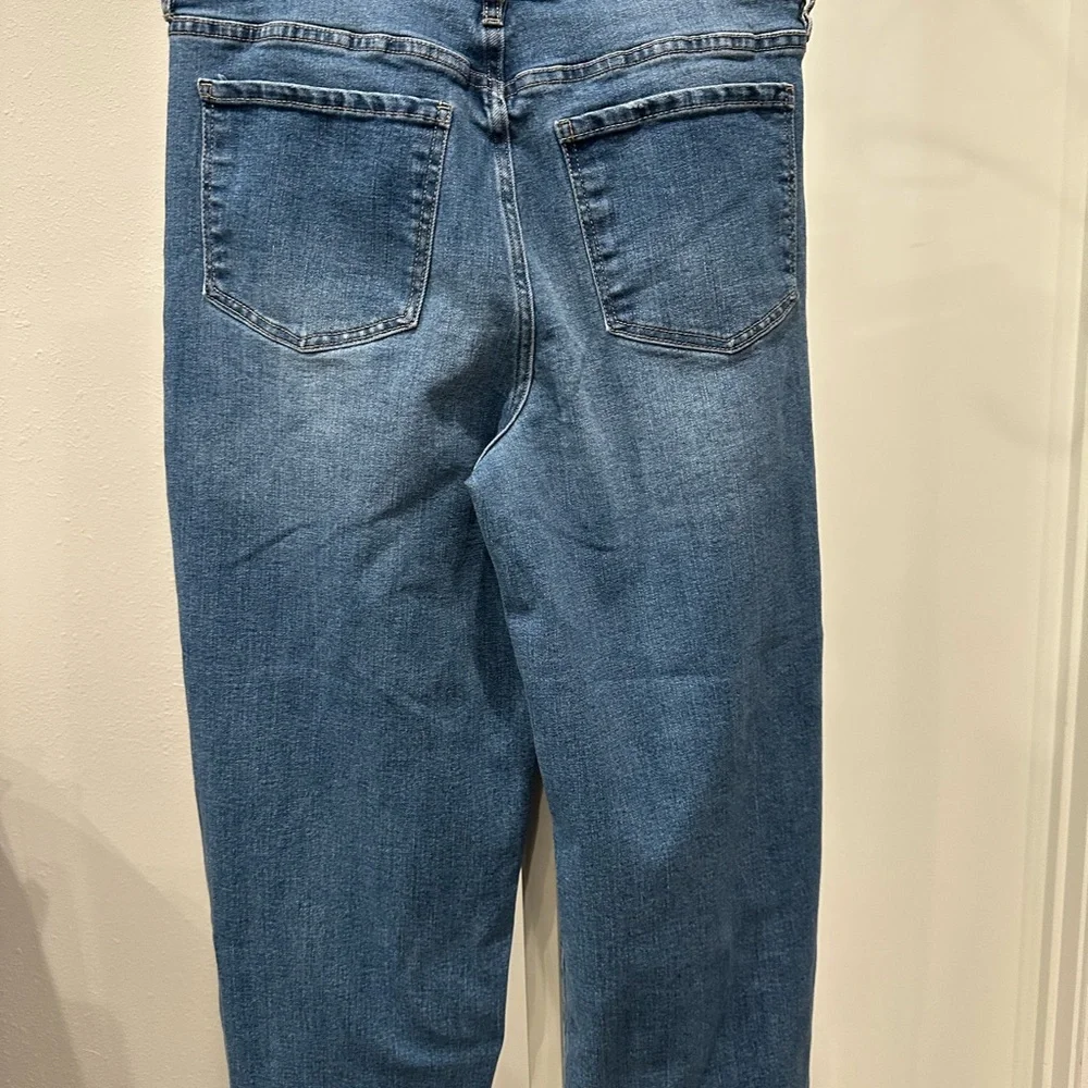 Oat New York High Rise Wide Leg Jeans Raw Hem Blue Sz 30 EU - Picture 5 of 10